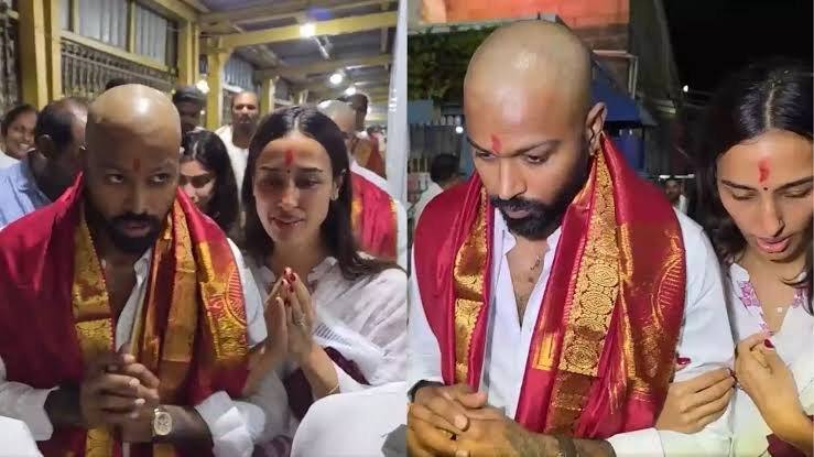 You are currently viewing Hardik Pandya का नया लुक बना चर्चा का विषय, गर्लफ्रेंड माहिका शर्मा संग तिरुपति बालाजी पहुंचे; IPL 2027 को लेकर अटकलें तेज